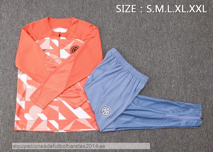 Nuevo Conjunto Completo Sudadera Entrenamiento Inter Milan 24/25 Naranja Blanco Baratas